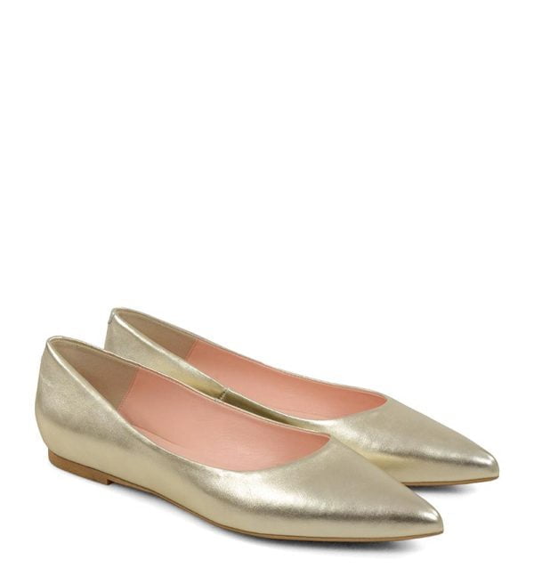 Baleriny Emily złote ze skóry licowej naturalnej od marki GASSU - po skosie