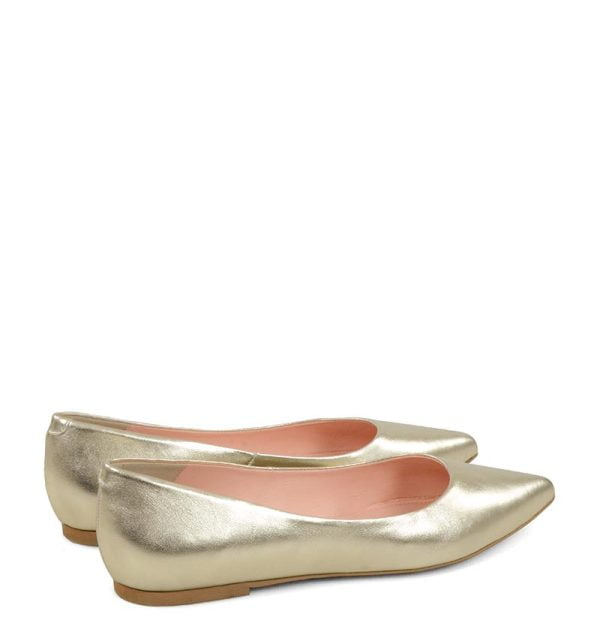 Baleriny Emily złote ze skóry licowej naturalnej od marki GASSU - po skosie