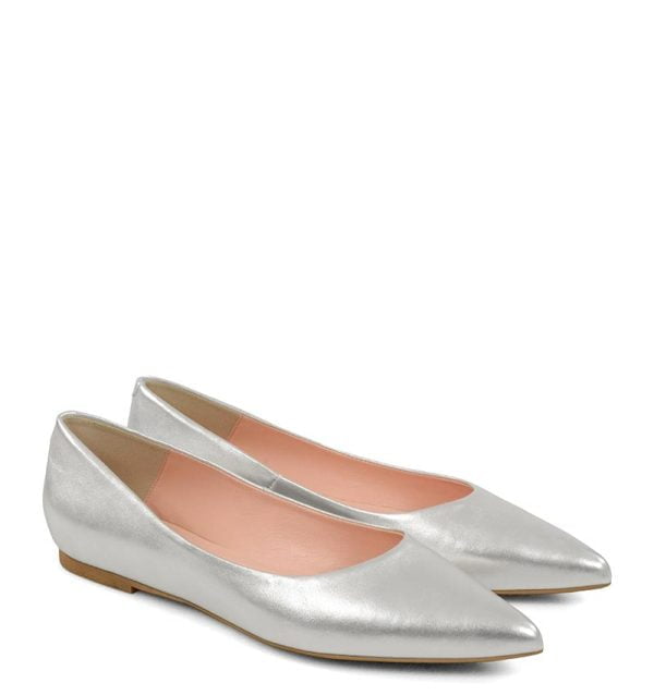 emily-silver-lic2 Baleriny Emily srebrne ze skóry licowej naturalnej od marki GASSU - po skosie
