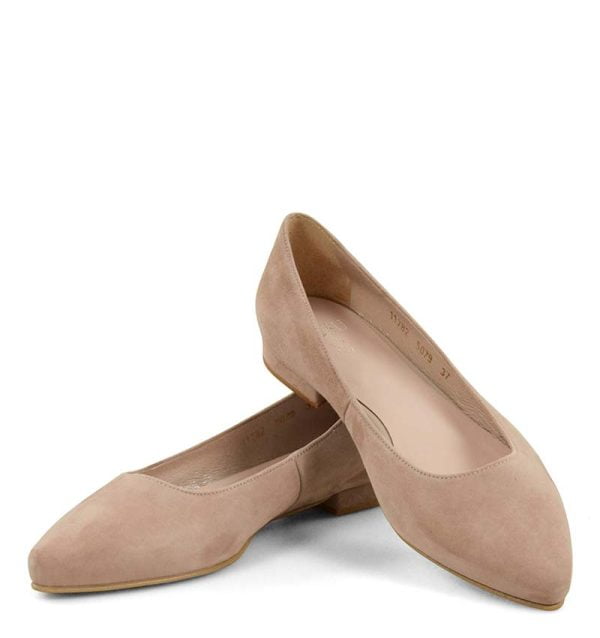Baleriny LAIA beżowe ze skóry zamszowej naturalnej od marki GASSU - z przodu