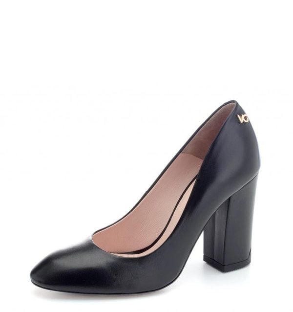 VG Czółenka ALMERIA czarne licowe słupek - po skosie