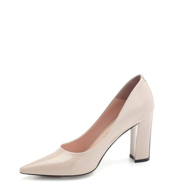 VG Czółenka FUENGIROLA beżowe lakier słupek - po skosie