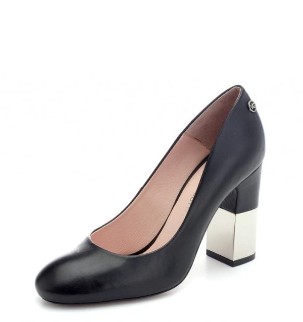 Huelva czółenka VG czarne na słupku naturalna skóra licowa - po skosie