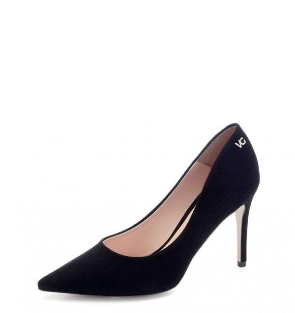 VG Czółenka ORVELA szpilki czarne zamsz naturalny - bokiem
