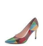 VG Czółenka OSUNA szpilki wielokolorowe skórzane - po skosie