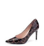 VG Czółenka TARIFA szpilki brązowe wzór skórzane - bokiem