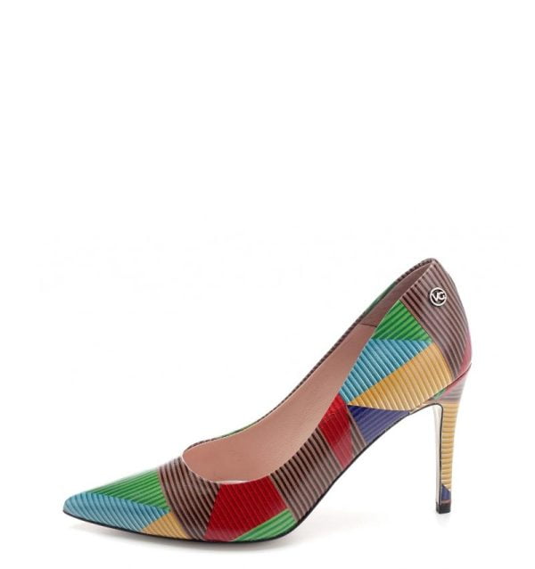 VG Czółenka OSUNA szpilki wielokolorowe skórzane - bokiem