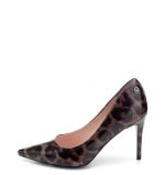 VG Czółenka TARIFA szpilki brązowe wzór skórzane - bokiem