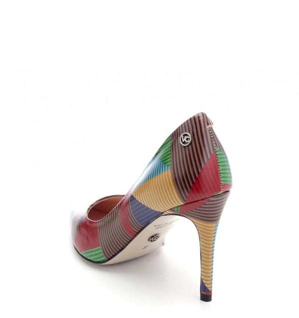 VG Czółenka OSUNA szpilki wielokolorowe skórzane - po skosie