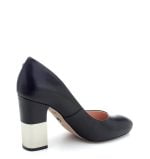 Huelva czółenka VG czarne na słupku naturalna skóra licowa - po skosie