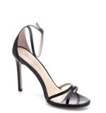 Malaga sandałki na szpilce czarne licowe cienkie paski zakryta pięta - po skosie