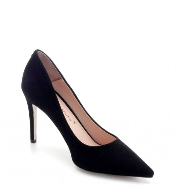 VG Czółenka ORVELA szpilki czarne zamsz naturalny - po skosie