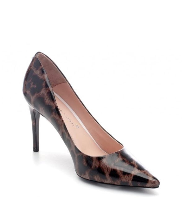 VG Czółenka TARIFA szpilki brązowe wzór skórzane - po skosie