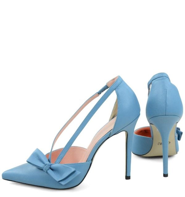GASSU Czółenka EMMA niebieskie szpilki licowe - z tyłu