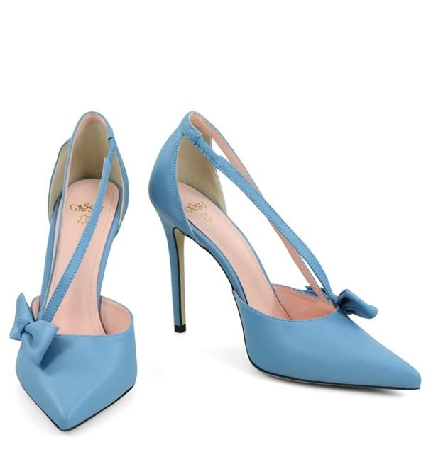 GASSU Czółenka EMMA niebieskie szpilki licowe - z przodu