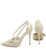 MMA od GASSU. Piękne szpilki z paseczkami i kokardką w kolorze ecru - z tyłu