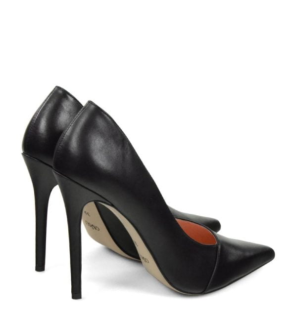 GASSU czółenka HAILEY, czarne szpilki licowe - po skosie