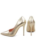 HAILEY - Wysokie, złote szpilki  z charakterystycznym przeszyciem cholewki. - z tyłu