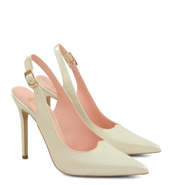 LARISSA czółenka GASSU na szpilce z paseczkiem na pięcie ecru perła - po skosie