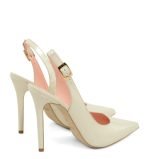 LARISSA czółenka GASSU na szpilce z paseczkiem na pięcie ecru perła - po skosie