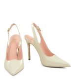 LARISSA czółenka GASSU na szpilce z paseczkiem na pięcie ecru perła - z przodu