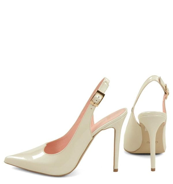 LARISSA czółenka GASSU na szpilce z paseczkiem na pięcie ecru perła - z tyłu