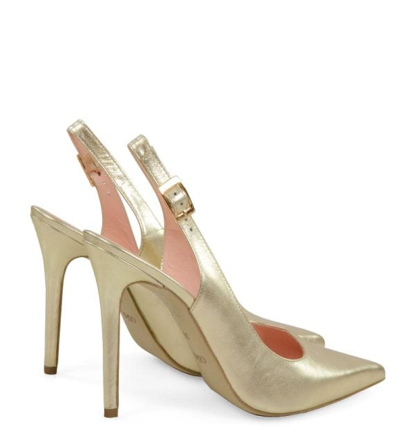 LARISSA czółenka GASSU na szpilce z paseczkiem na pięcie ZŁOTE - po skosie