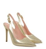 LARISSA czółenka GASSU na szpilce z paseczkiem na pięcie ZŁOTE - po skosie