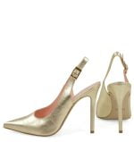 LARISSA czółenka GASSU na szpilce z paseczkiem na pięcie ZŁOTE - z tyłu