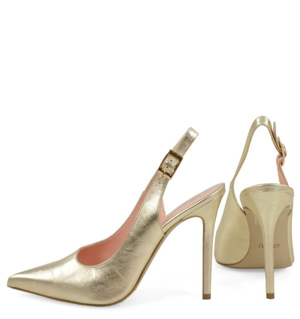 LARISSA czółenka GASSU na szpilce z paseczkiem na pięcie ZŁOTE - z tyłu