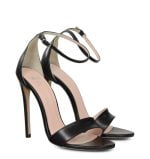 NATALIE od GASSU czarne sandałki na szpilce - po skosie