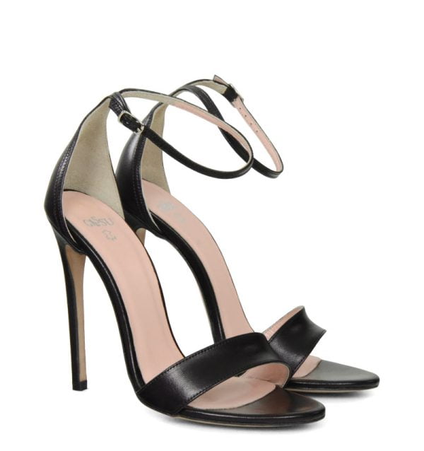 NATALIE od GASSU czarne sandałki na szpilce - po skosie