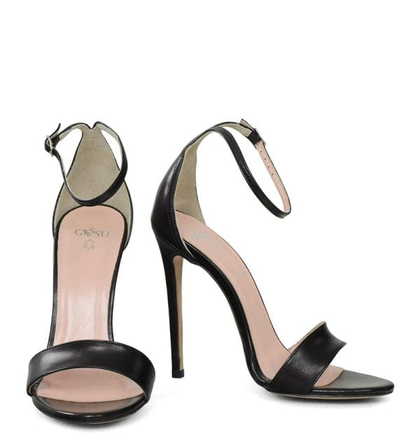 NATALIE od GASSU czarne sandałki na szpilce - z przodu