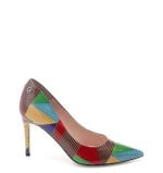 VG Czółenka OSUNA szpilki wielokolorowe skórzane - bokiem