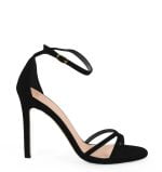 GASSU Sandałki SOPHIA czarne zamszowe szpilki cienkie paski - bokiem