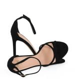 GASSU Sandałki SOPHIA czarne zamszowe szpilki cienkie paski - z przodu