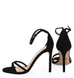 GASSU Sandałki SOPHIA czarne zamszowe szpilki cienkie paski - z tyłu