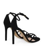 GASSU Sandałki SOPHIA czarne zamszowe szpilki cienkie paski - po skosie