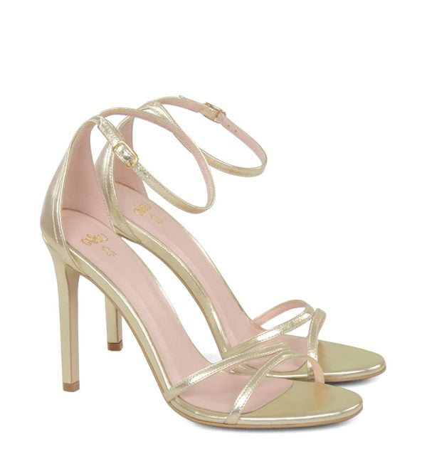 GASSU Sandałki SOPHIA złote szpilki - po skosie