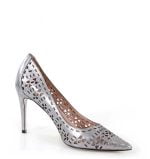 Ażurowe srebrne szpilki - po skosie