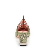 LECCO klapki pełne na słupku złote zielone skórzane - z tyłu