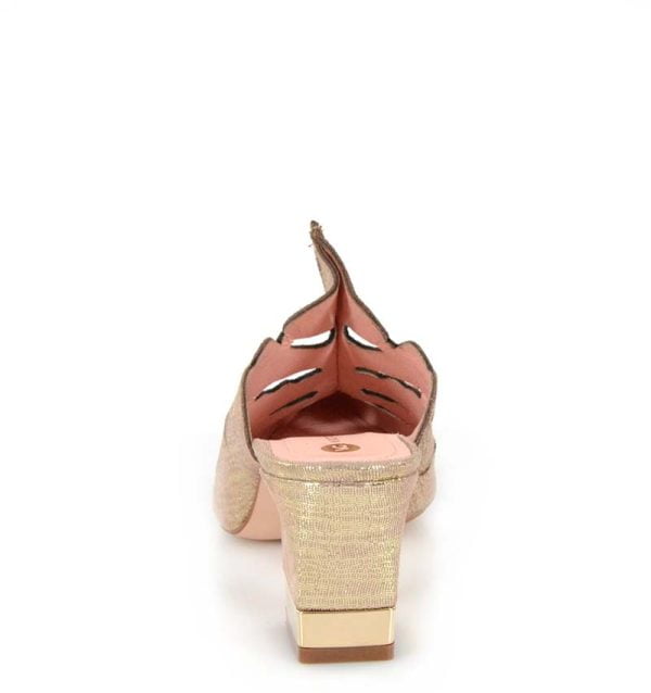 LECCO klapki pełne na słupku złote skórzane - z tyłu