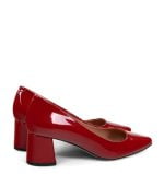 ADEL czółenka czerwone lakierowane na niskim obcasie - po skosie