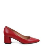 ADEL czółenka czerwone licowe na niskim słupku - bokiem