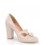 Czółenka Victoria Gotti pudrowy róż z perełkami - po skosie