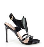 Victoria Gotti czarne szpilki z paskiem na pięcie - bokiem