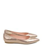 Skórzane czółenka rose gold - bokiem
