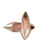 Skórzane czółenka rose gold - z przodu