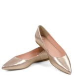 Skórzane czółenka rose gold - z przodu