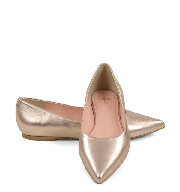 emily-goldrose-lic6 Skórzane czółenka rose gold - z przodu